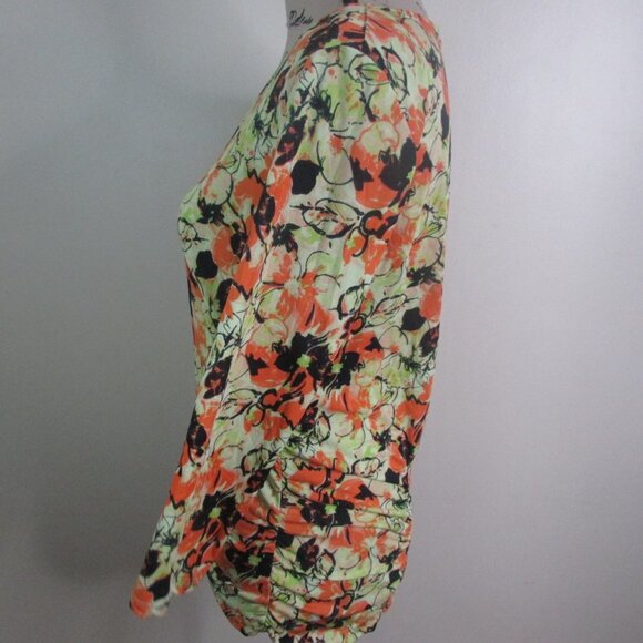 Ellen Tracy Blouse M Floral 3/4 Sleeve - Picture 10 of 11